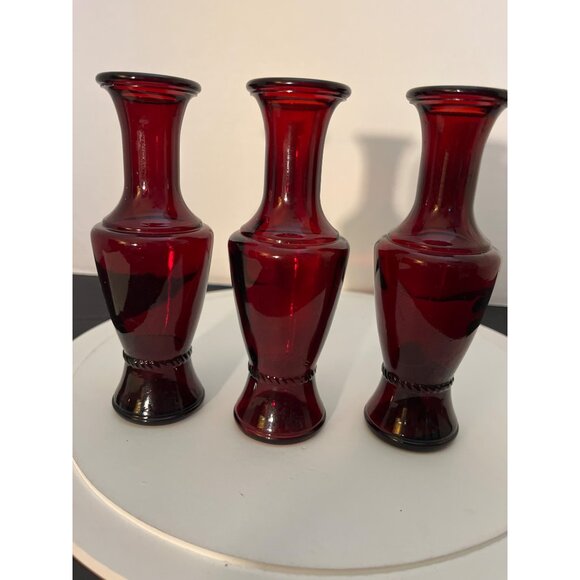 Wheaton Ruby Red Glass Bud Vases Set of 3  5 3/4” high - Picture 2 of 5
